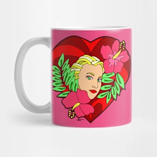 Hibiscus Heart and Pretty Girl Mug